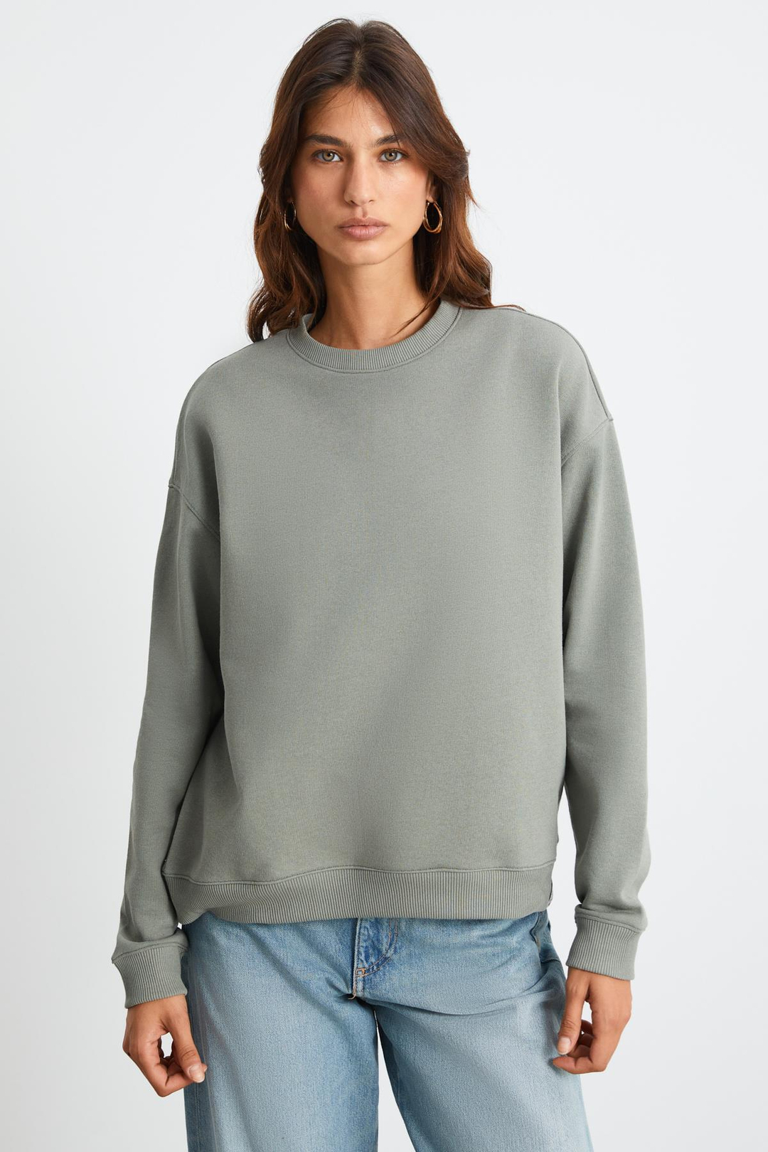 MAIJA Relaxed Oversize Açık Haki Tekli Sweatshirt