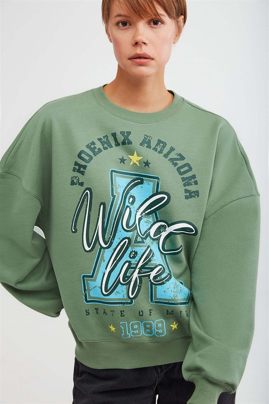 MAJ Örme Oversize Yeşil  Sweatshirt