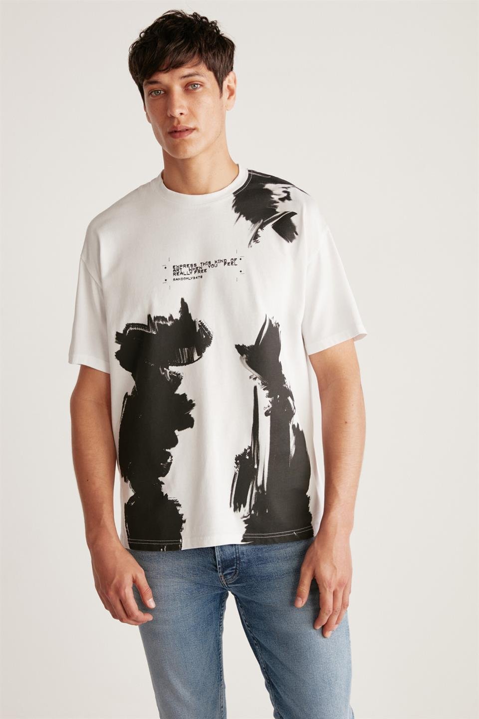 MAKAROV Örme Oversize Beyaz  T-Shirt
