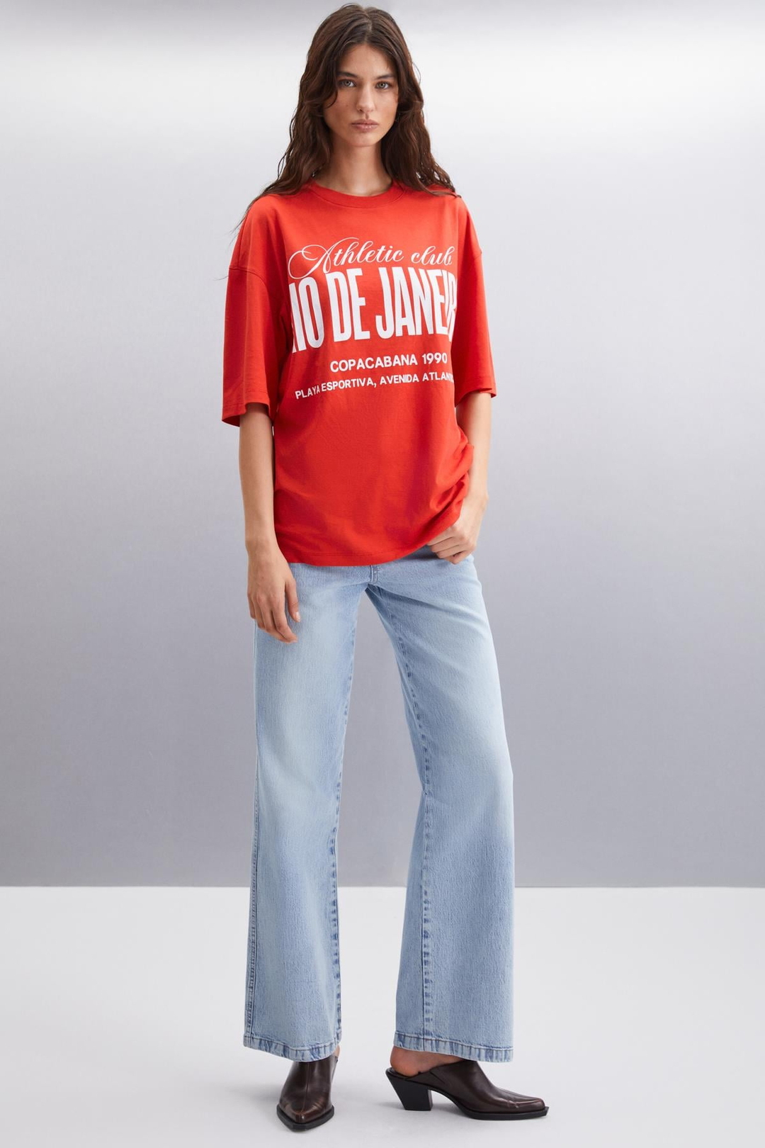 MALIKA  Oversize Kırmızı Tekli T-Shirt