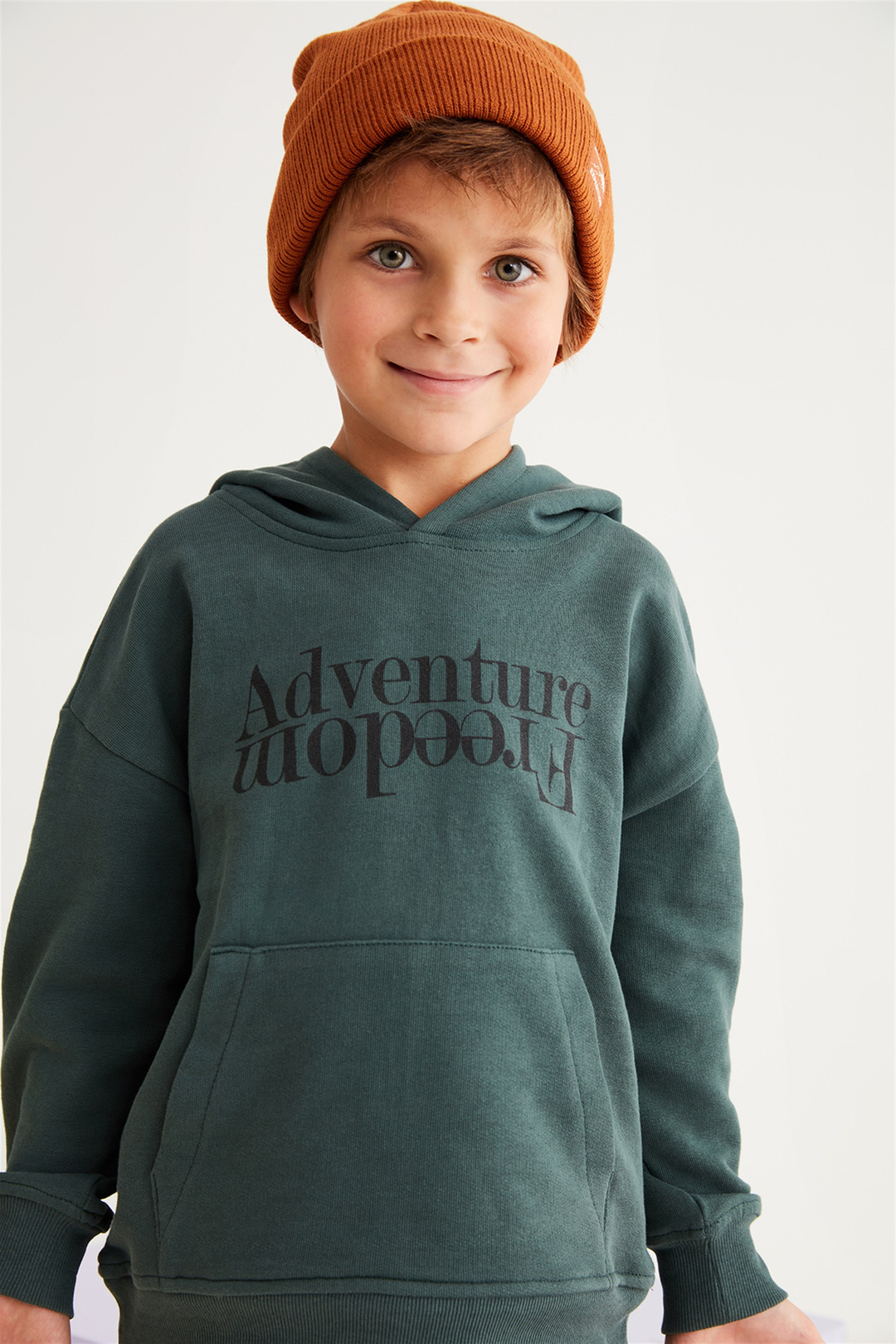 MARC Çocuk Yeşil Baskılı Kapüşonlu Comfort Fit Sweatshirt