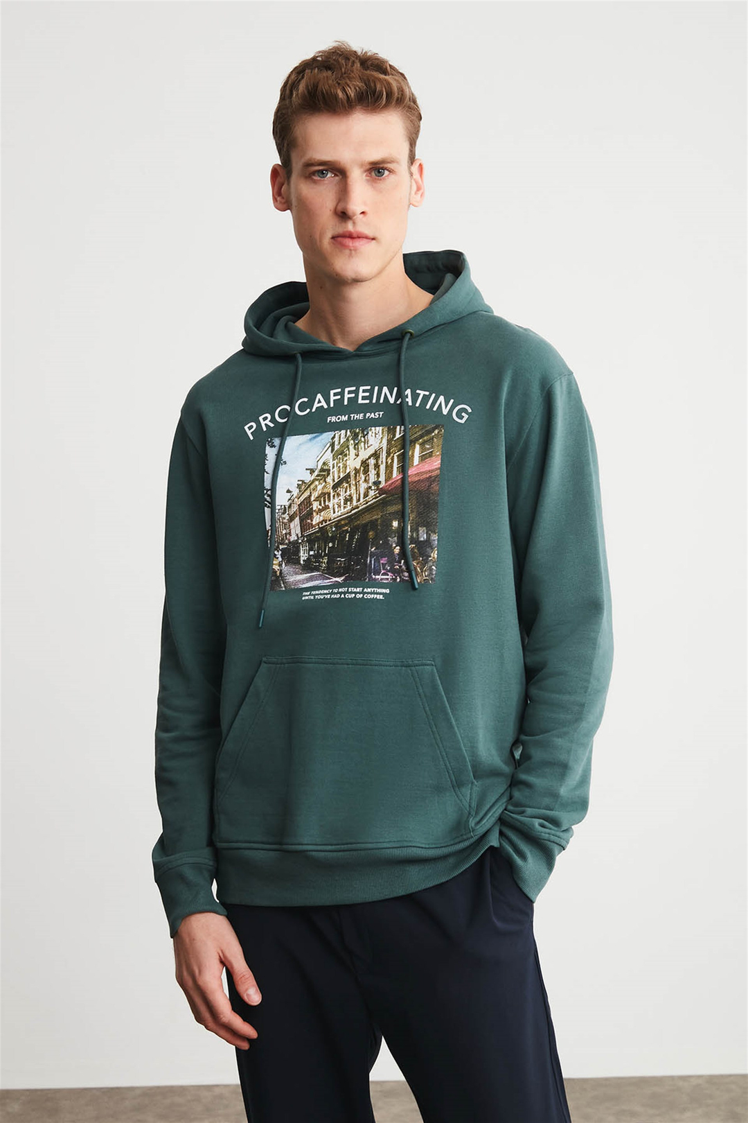 MARCUS Erkek Yeşil Baskılı Kapüşonlu Comfort Fit Sweatshirt