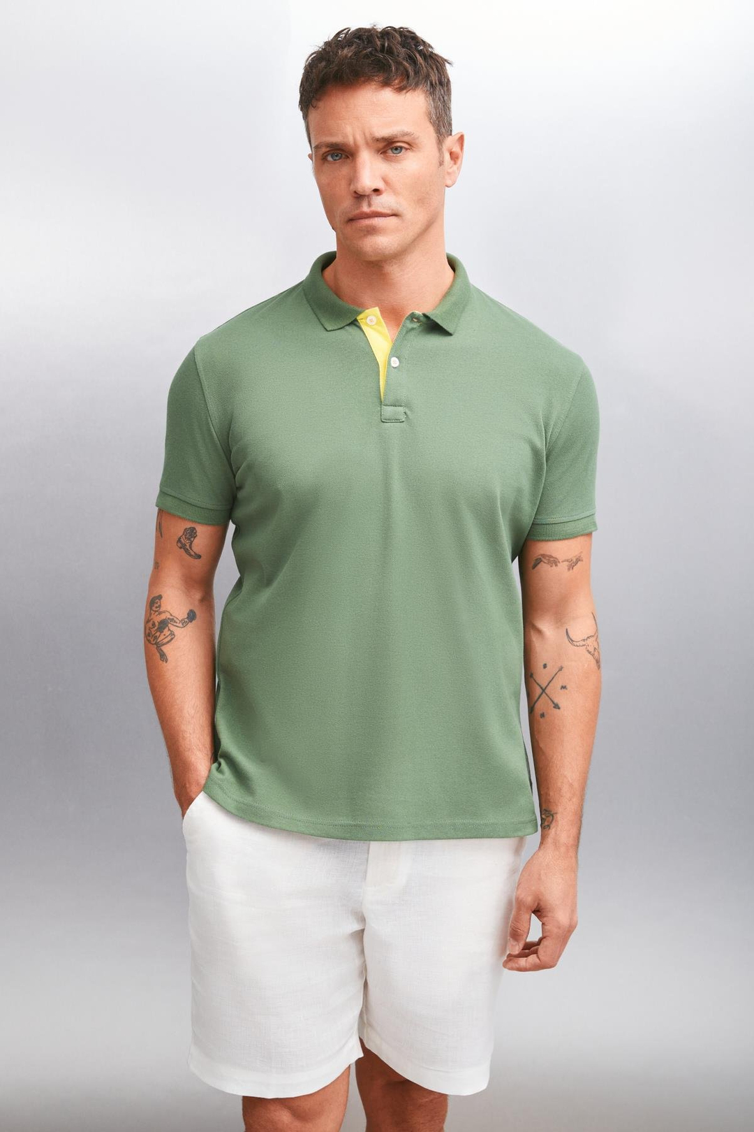 MATHEW  Regular Haki Tekli Polo Yaka T-shirt