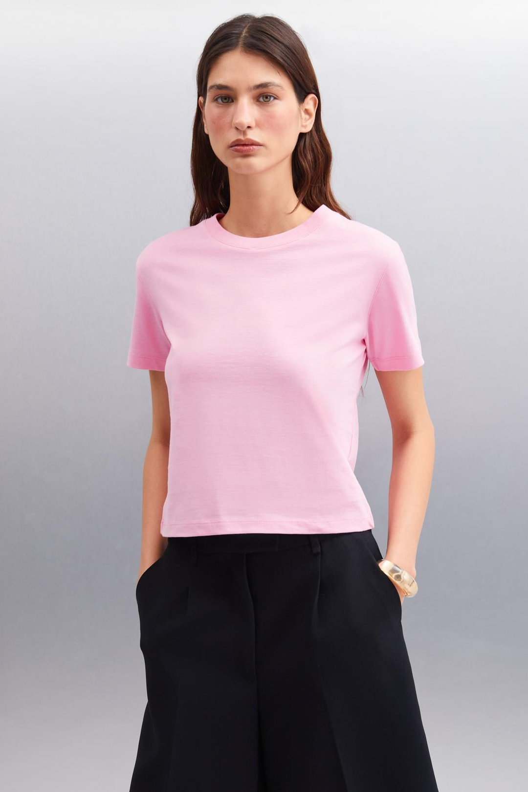 MELANY Basic Comfort Pembe Tekli T-Shirt
