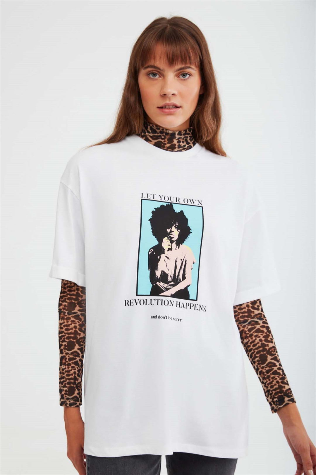 MELVILLE Örme Oversize Beyaz  T-Shirt