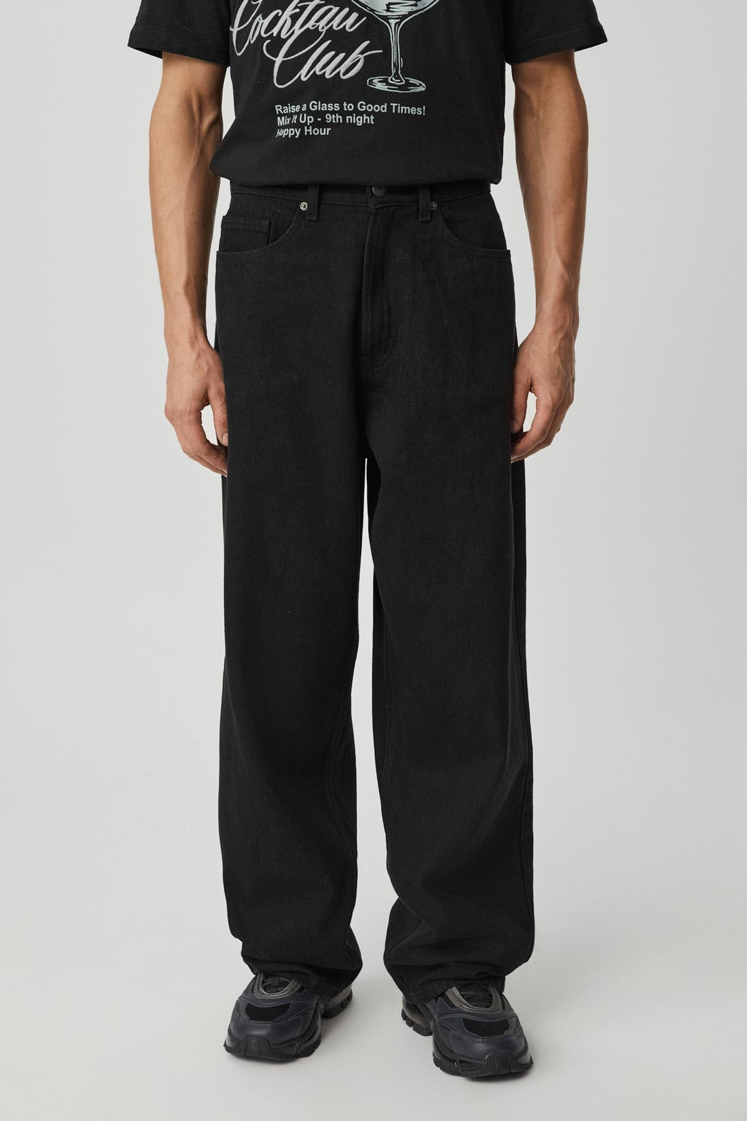 MIKAL Erkek Baggy Bol Paça Denim Antrasit Jeans