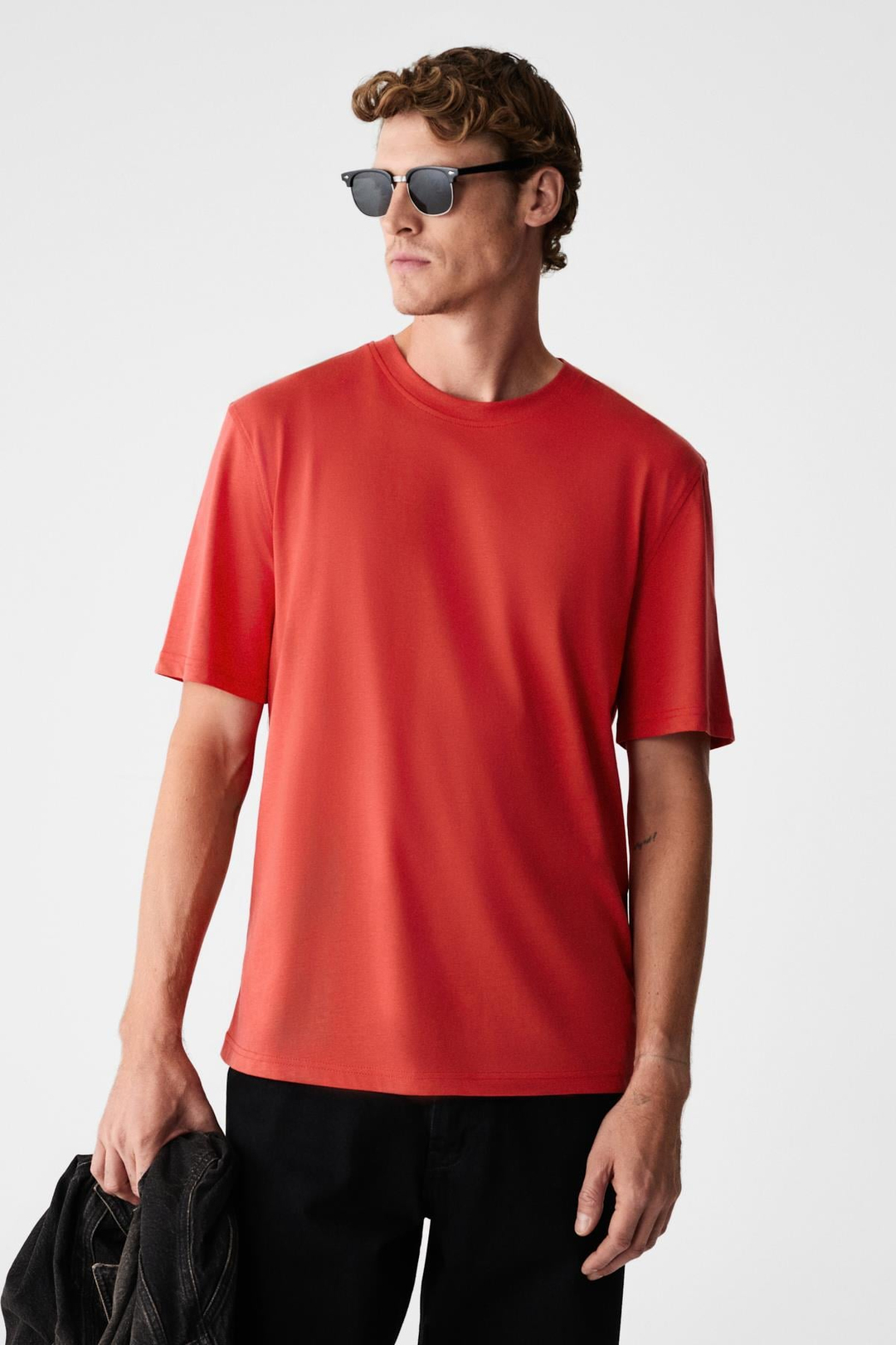 MOCASSIN Erkek %100 Pamuk Baskılı Relaxed Fit Yuvarlak Yaka Kısa Kollu Kırmızı T-Shirt