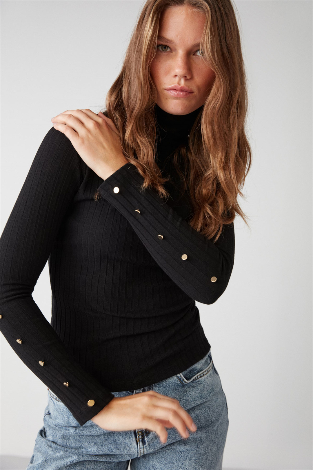 MORANES Örme Slim Fit Siyah  Bluz