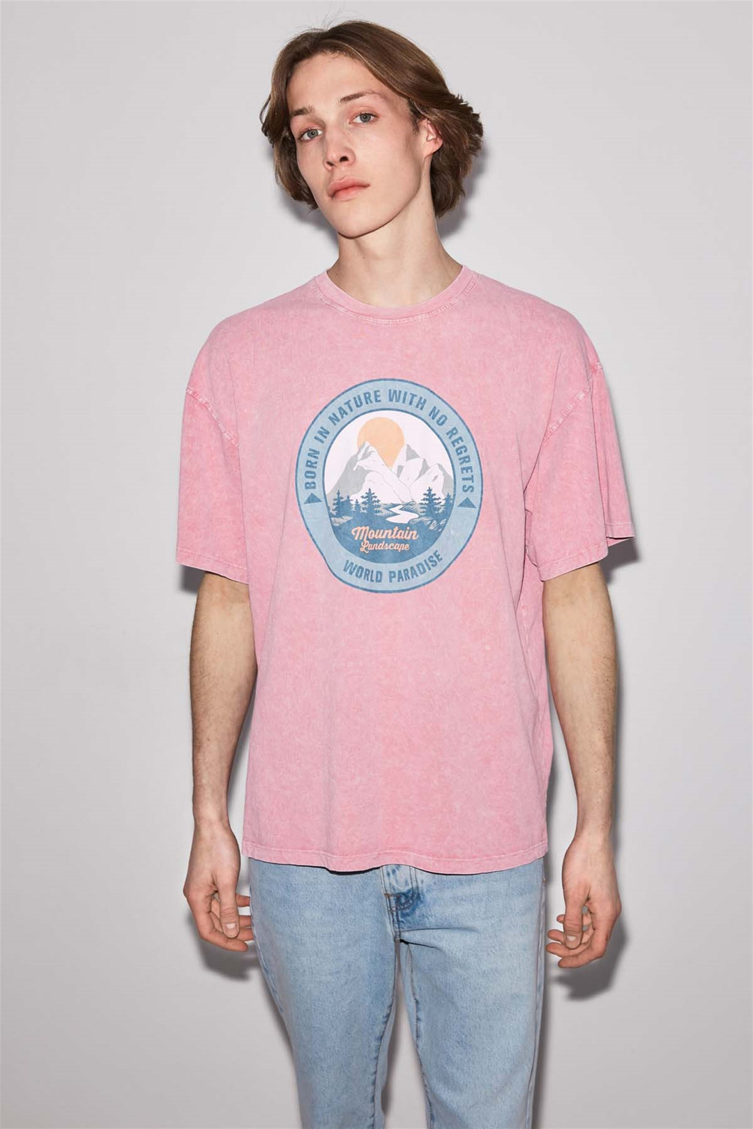NATURE Örme Oversize Pembe  T-Shirt