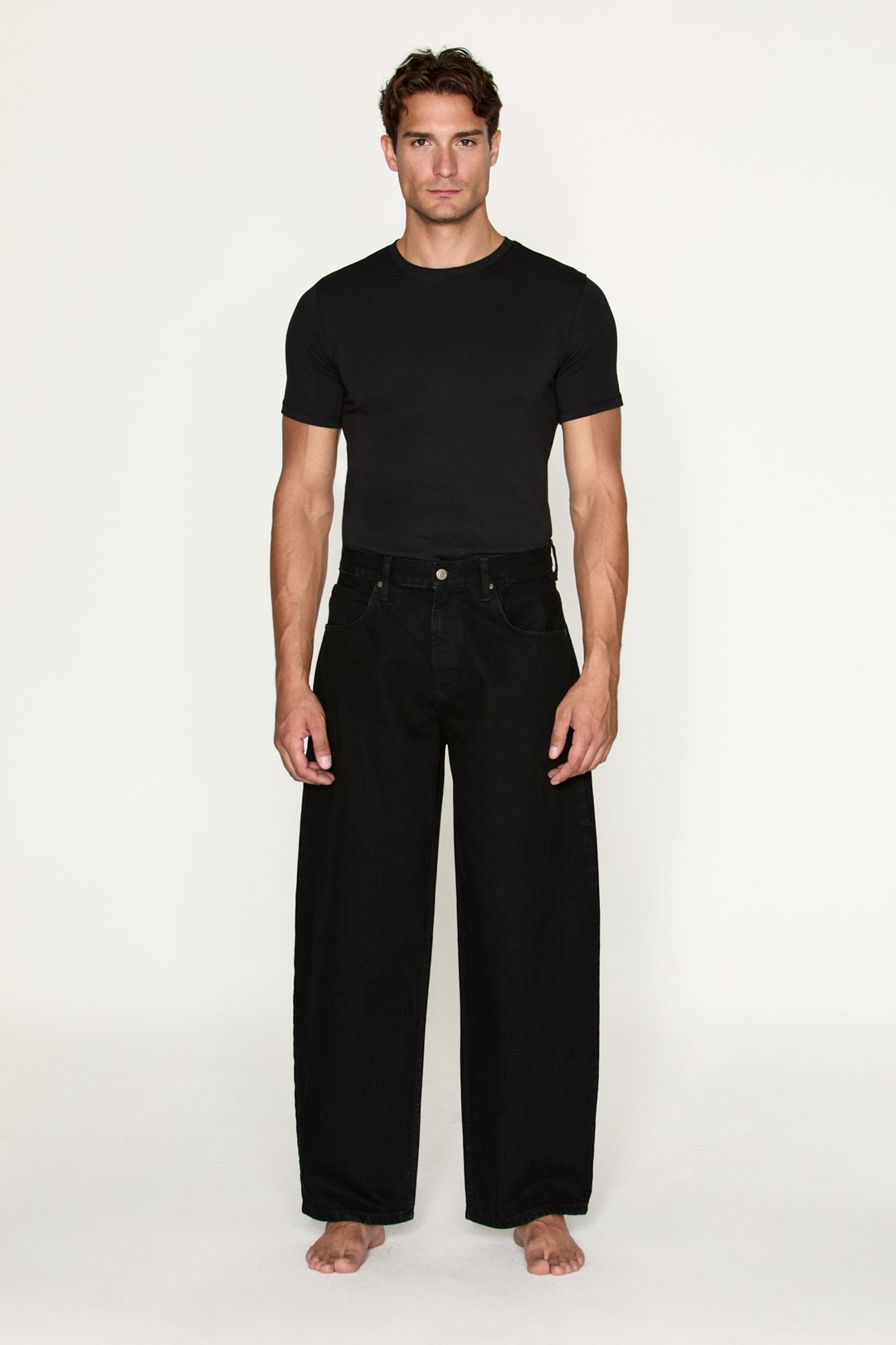 NESHIE Erkek Balon Fit Jean Siyah Pantolon