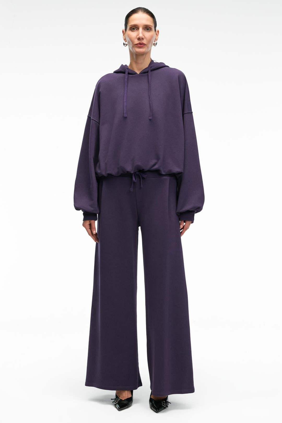 ORMIRA Kadın Oversize Fit Yanları Cepli Lastikli Bel Mor Eşofman Altı