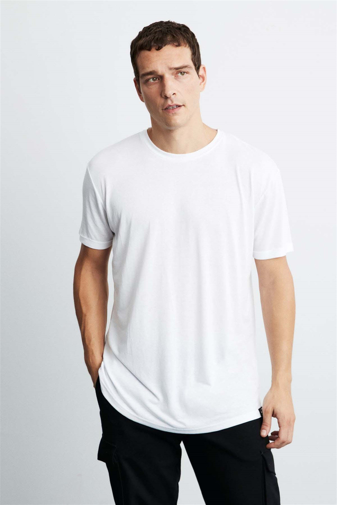 OSCAR Örme Comfort Fit Beyaz  T-Shirt