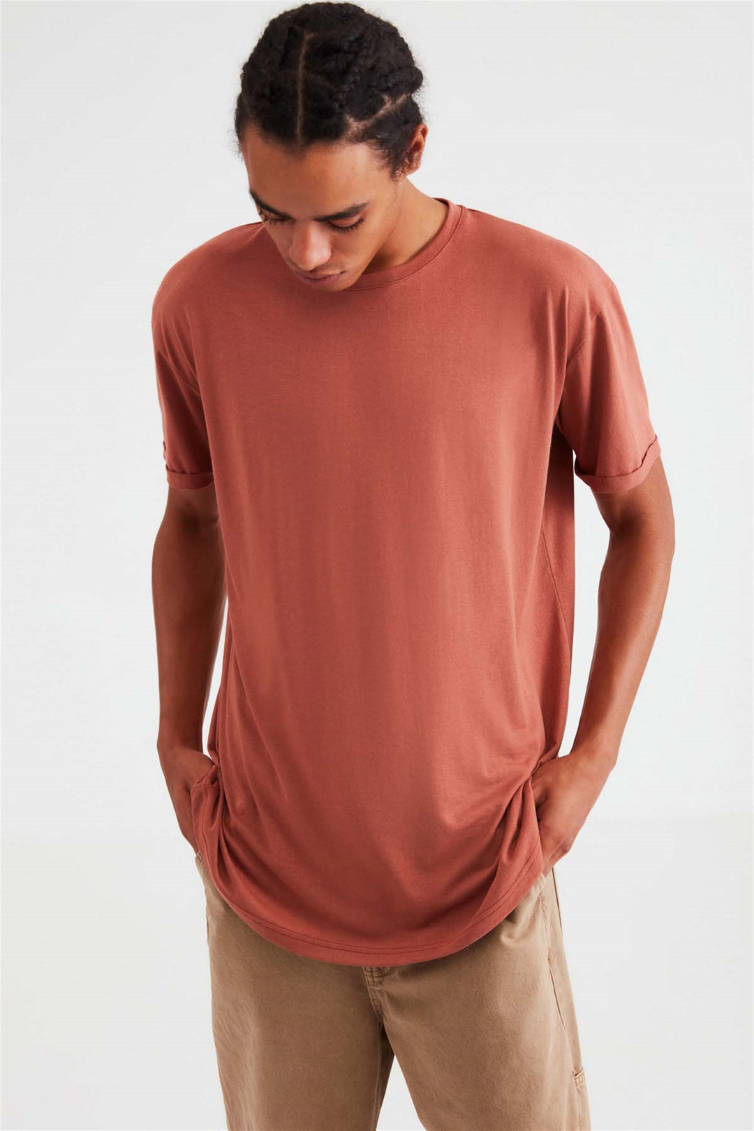 OSCAR Örme Comfort Fit Kiremit Rengi  T-Shirt