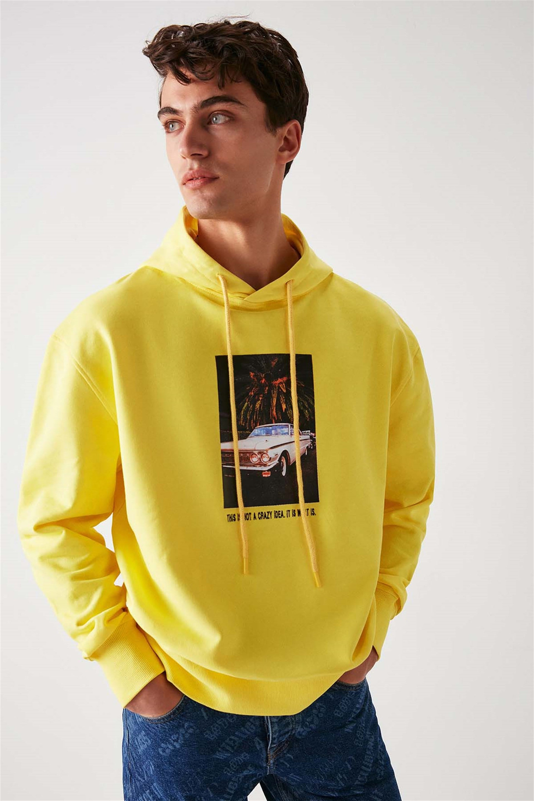 PALM Örme Oversize Sarı  Sweatshirt