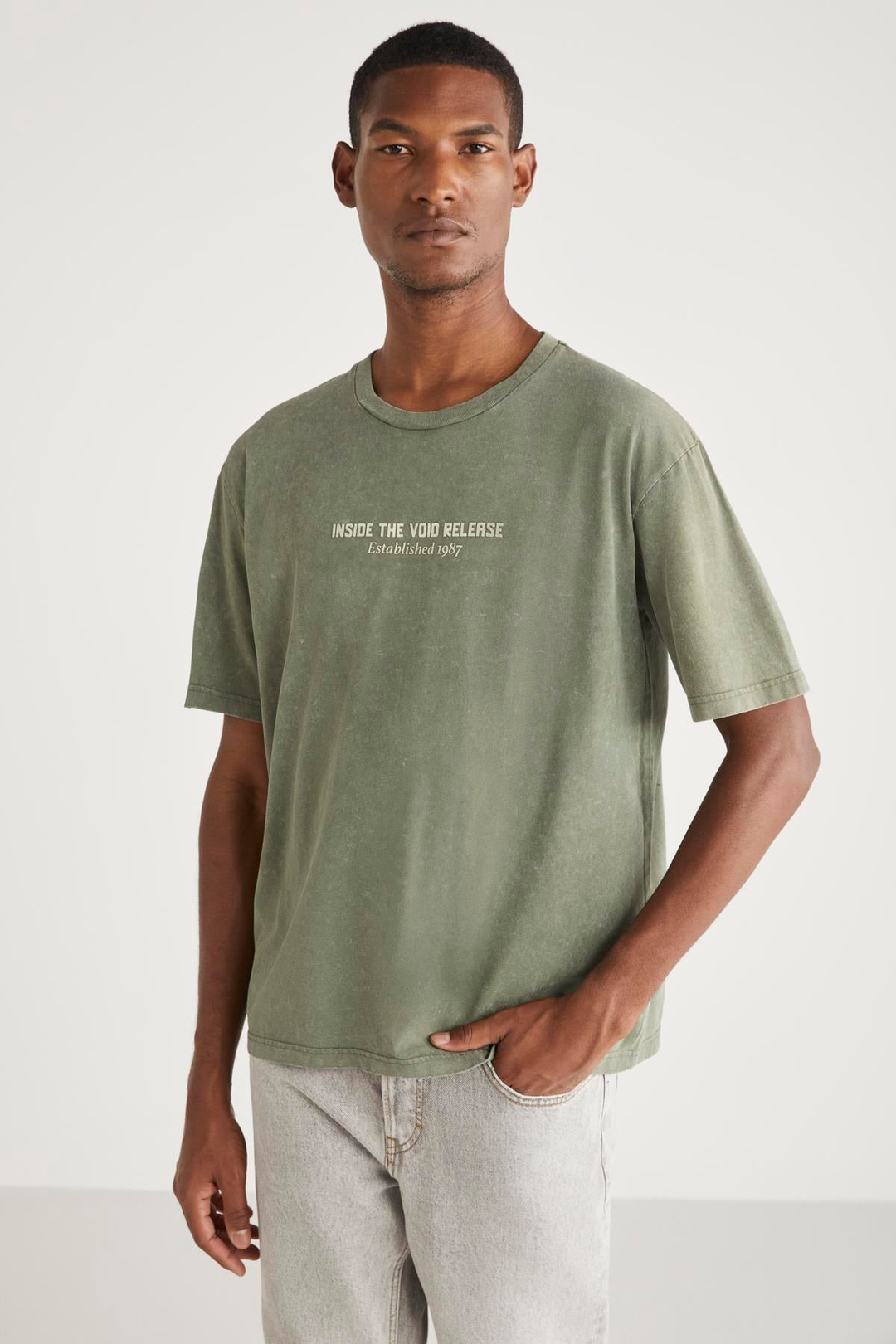 PECKY Basic Relaxed Haki Tekli T-Shirt