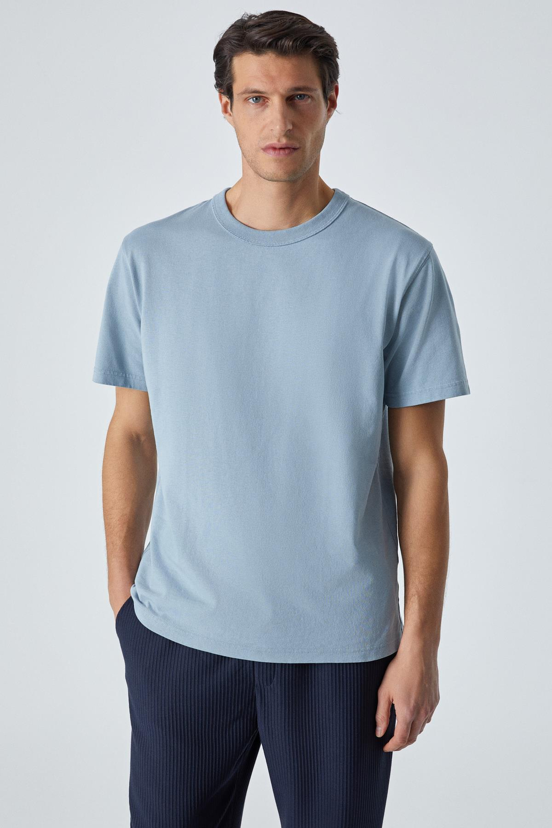 PELTZ Erkek Relaxed Bisiklet Yaka Kısa Kollu Mavi T-Shirt