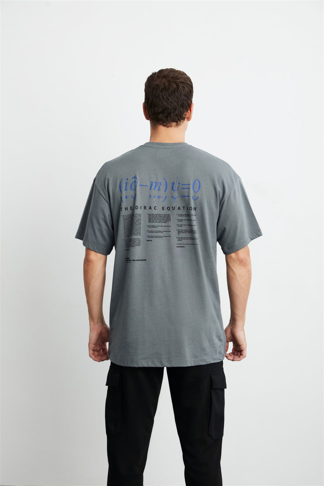 PETER Erkek Gri Baskılı Yuvarlak Yaka Oversize T-Shirt