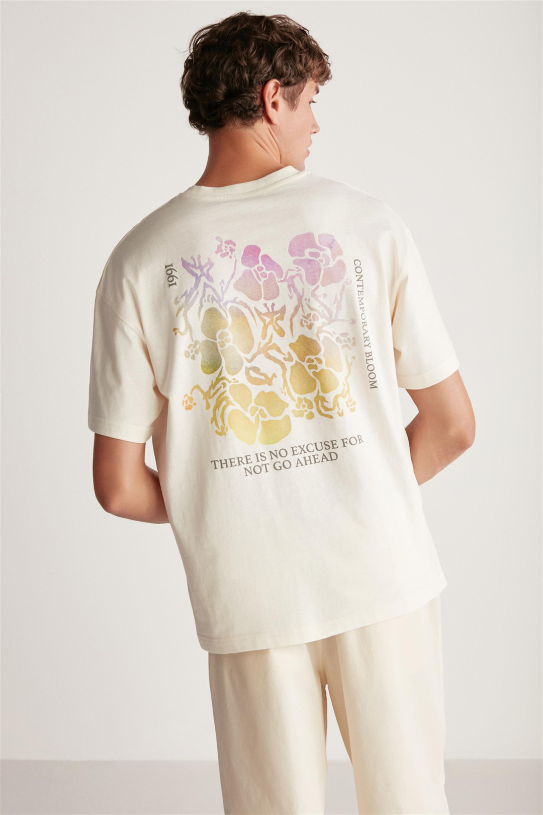 PHILLIP Örme Oversize Vanilya Tekli T-Shirt