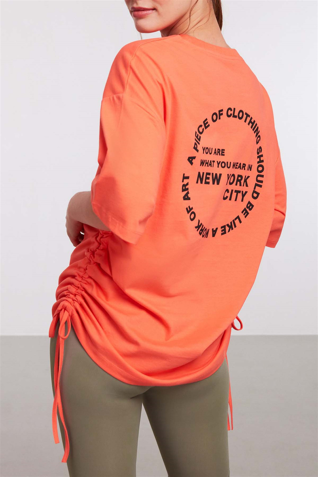 PIECE Örme Oversize Nar Çiçeği  T-Shirt