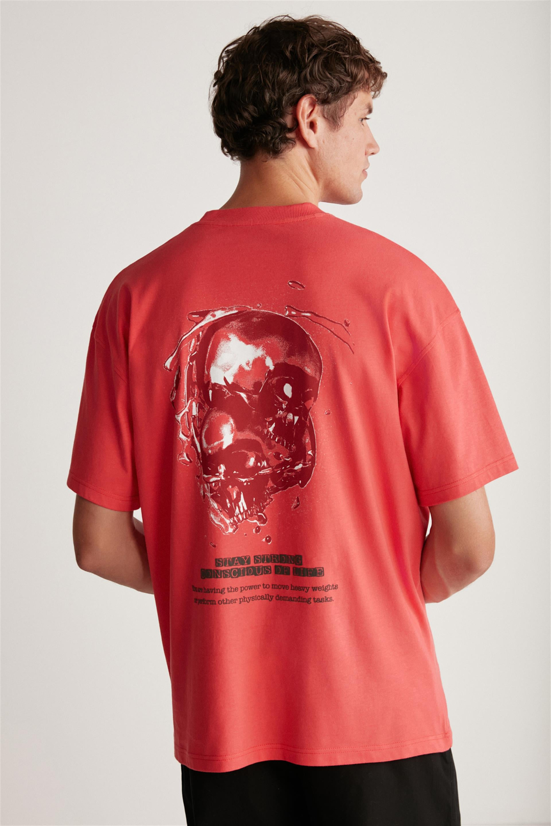 RAPHAEL Örme Oversize Kırmızı Tekli T-Shirt