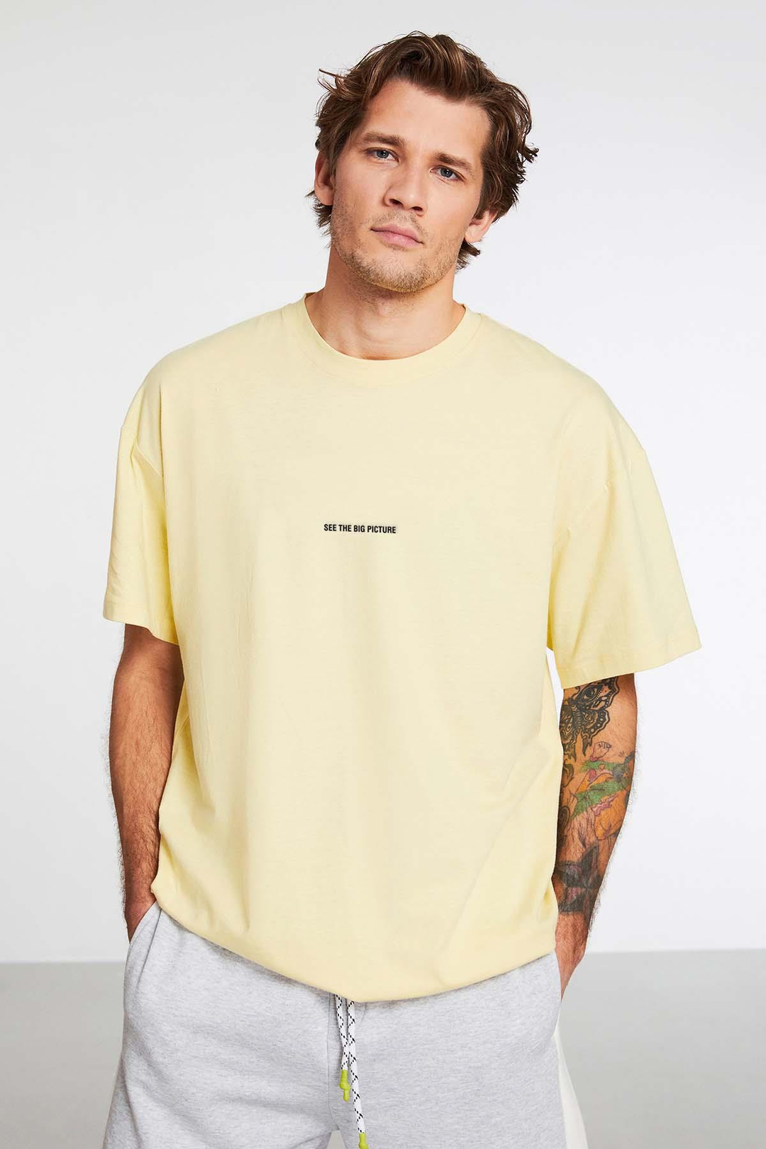 RIVER  Oversize Sarı  T-Shirt