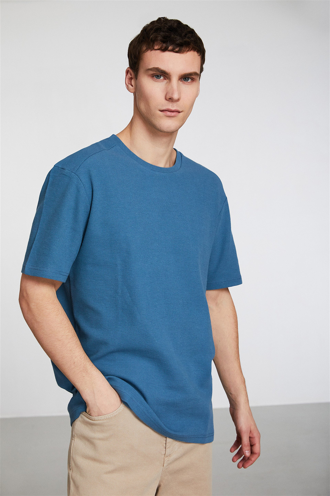 RYAN Erkek Yeşil Düz Renk Yuvarlak Yaka Comfort Fit T-Shirt