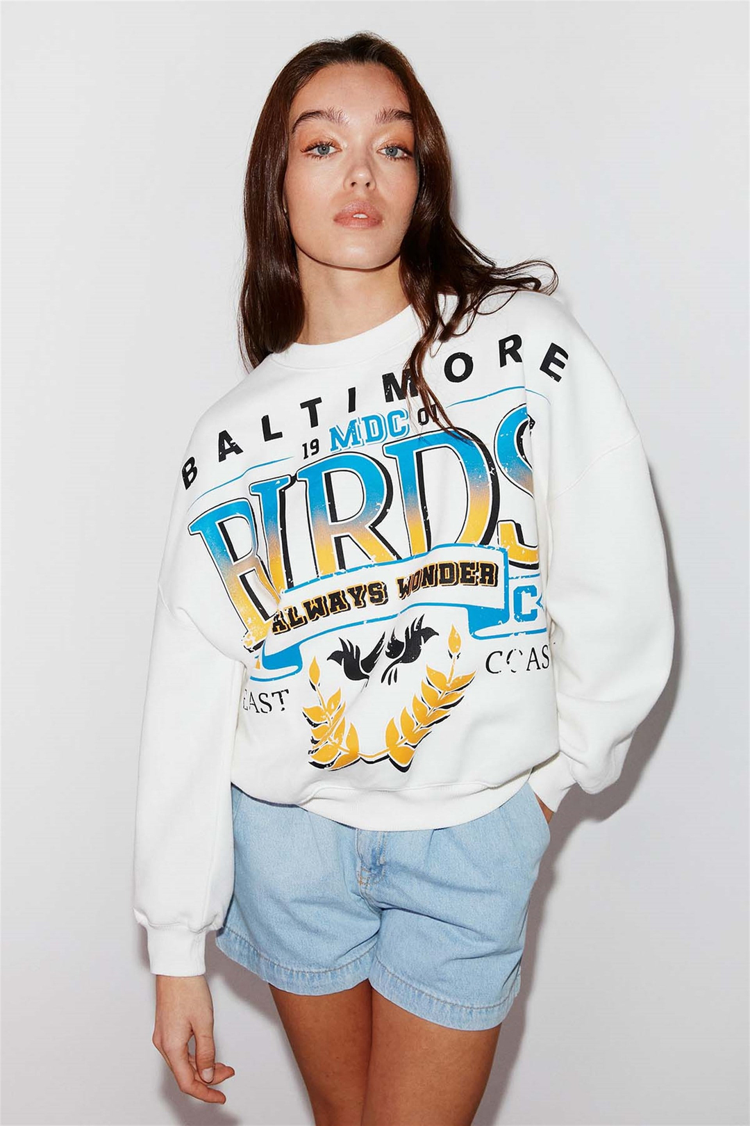 SANNE Örme Oversize Beyaz  Sweatshirt