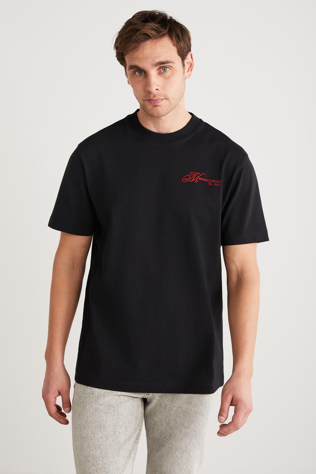 SANTORINI Basic Regular Siyah Tekli T-Shirt