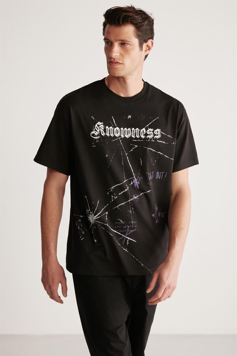 SERGIO Örme Oversize Siyah Tekli T-Shirt