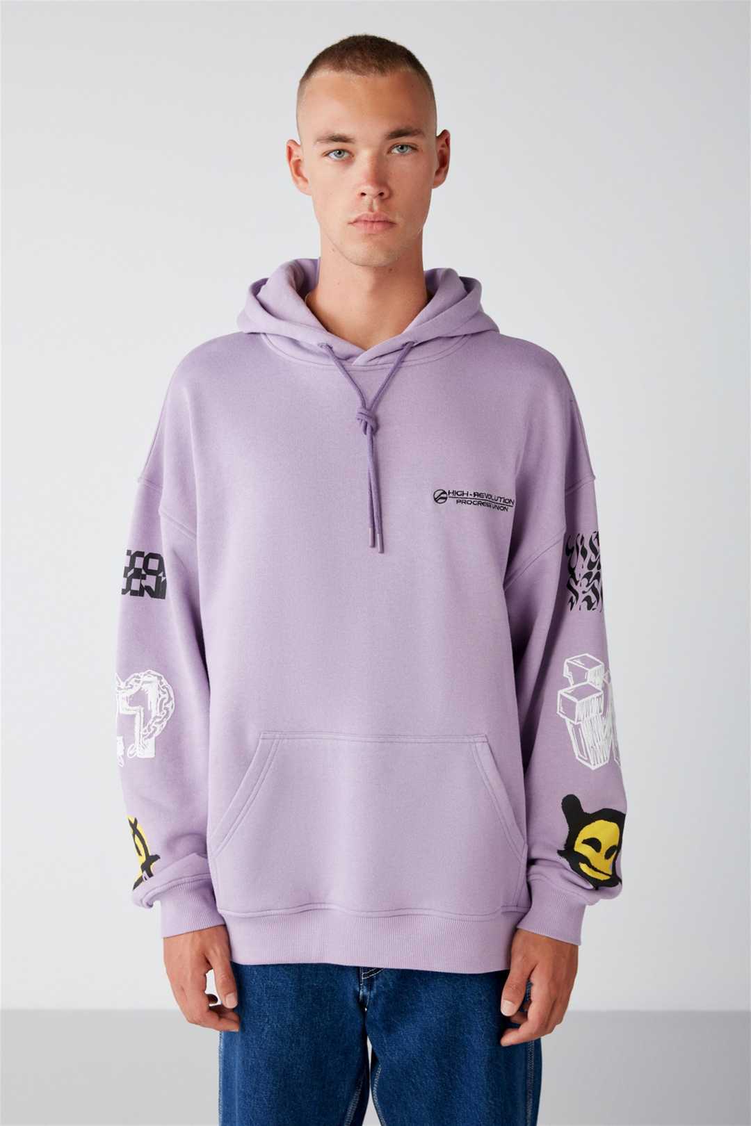 SMILE Örme Oversize Lila  Sweatshirt