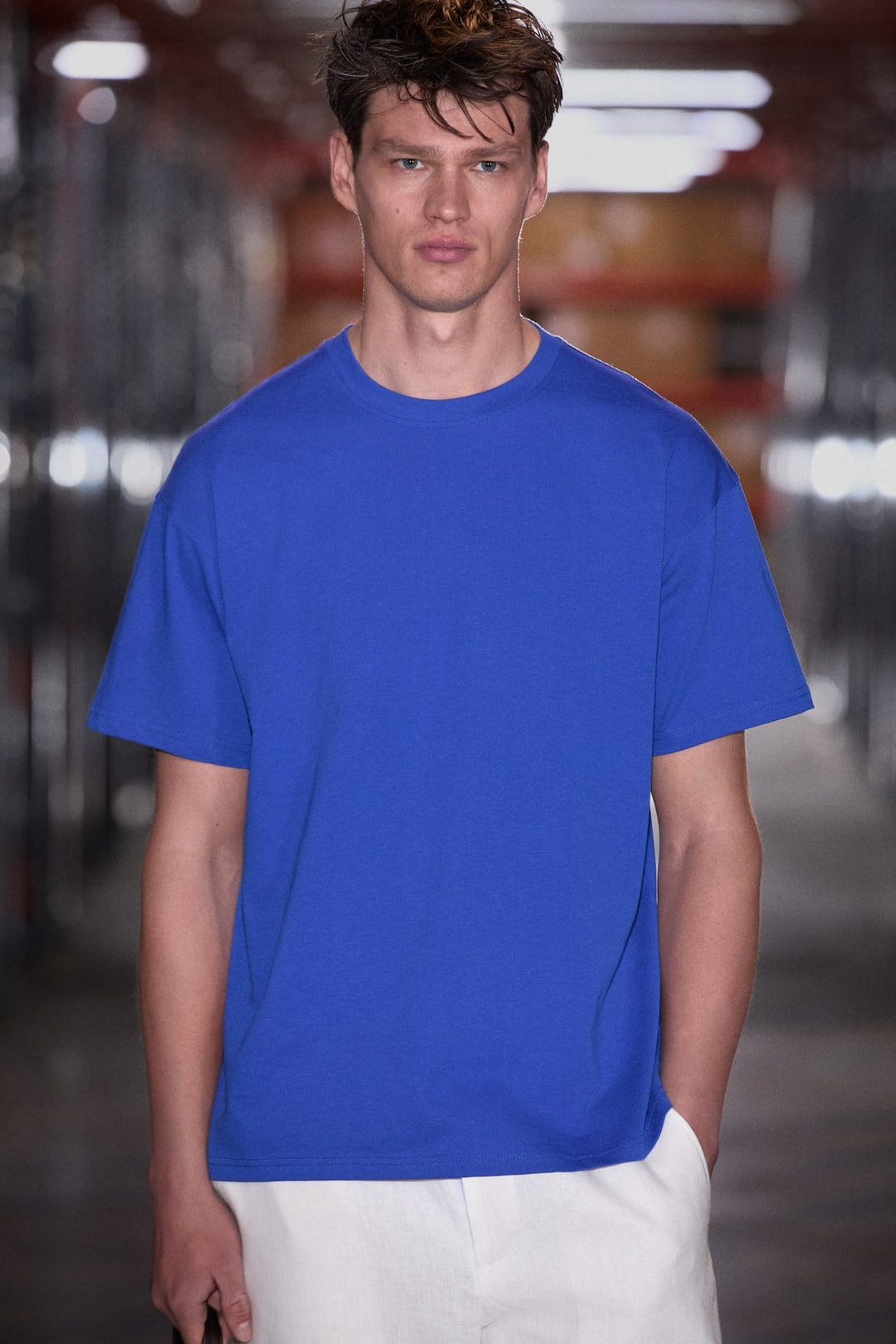 Solo Erkek %100 Organik Pamuklu Kalın Dokulu Comfort Fit Bisiklet Yakalı Koyu Mavi T-Shirt