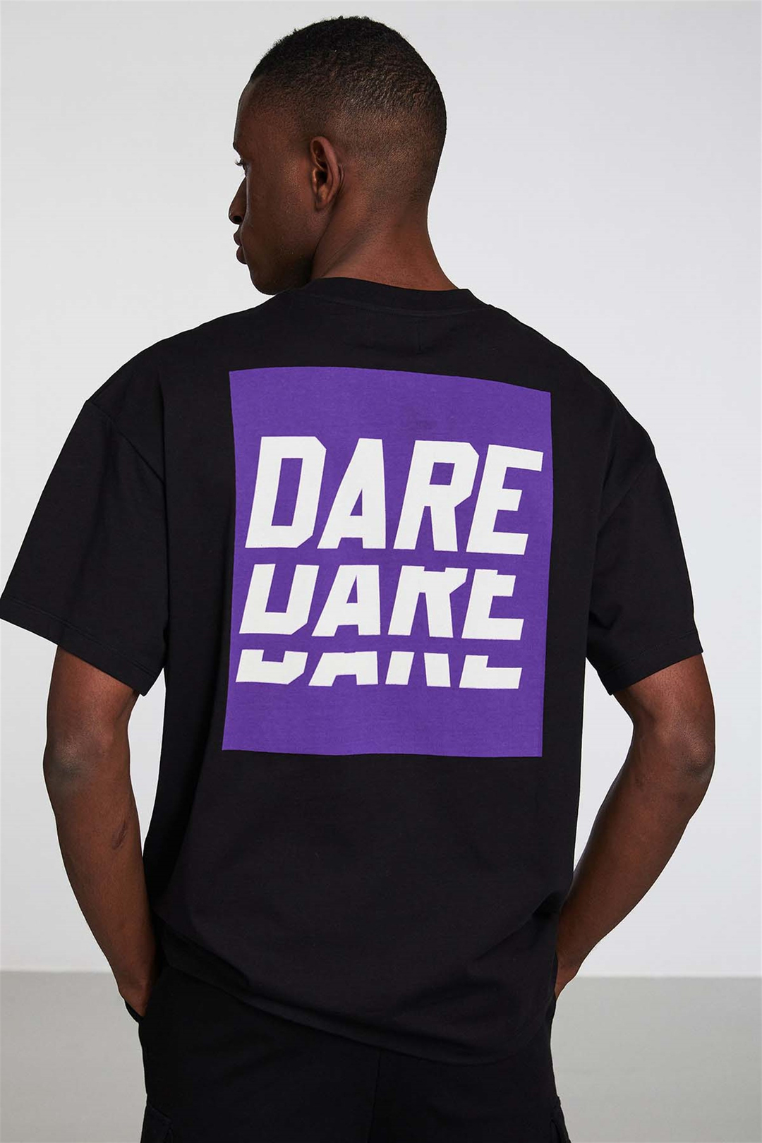 SPOTLIGHT Örme Oversize Siyah  T-Shirt
