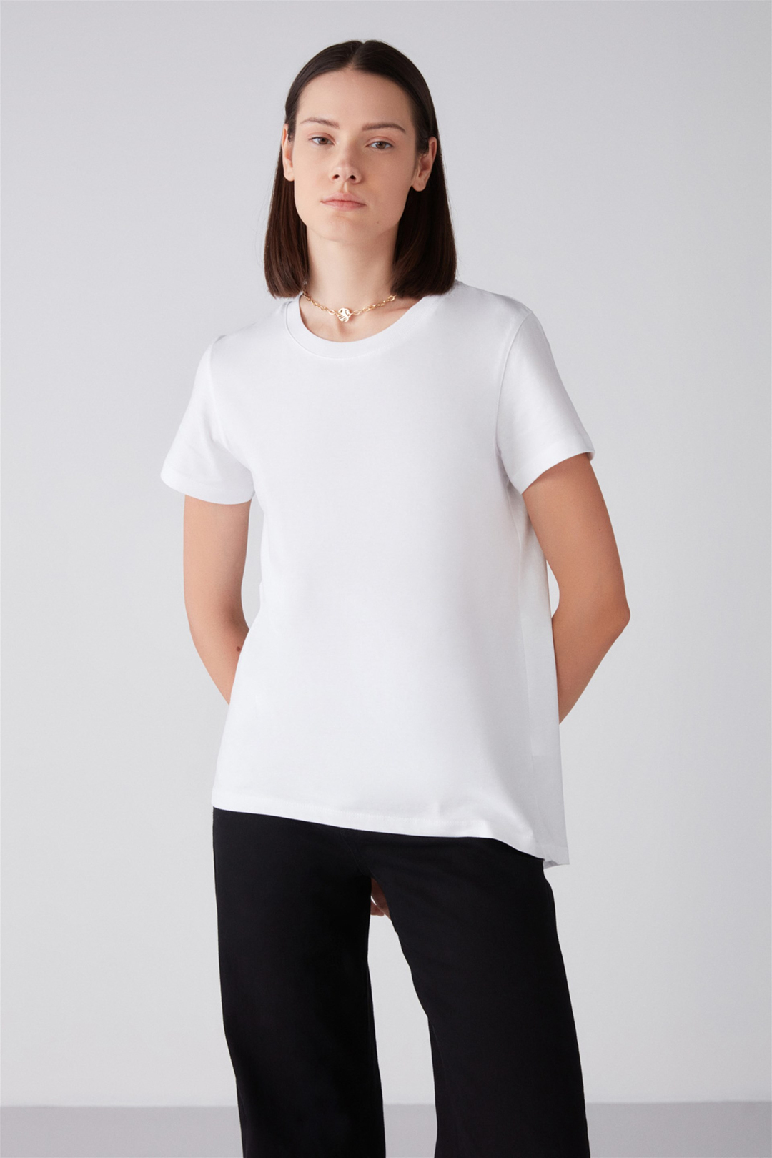 STELLA Örme Comfort Fit Beyaz  T-Shirt