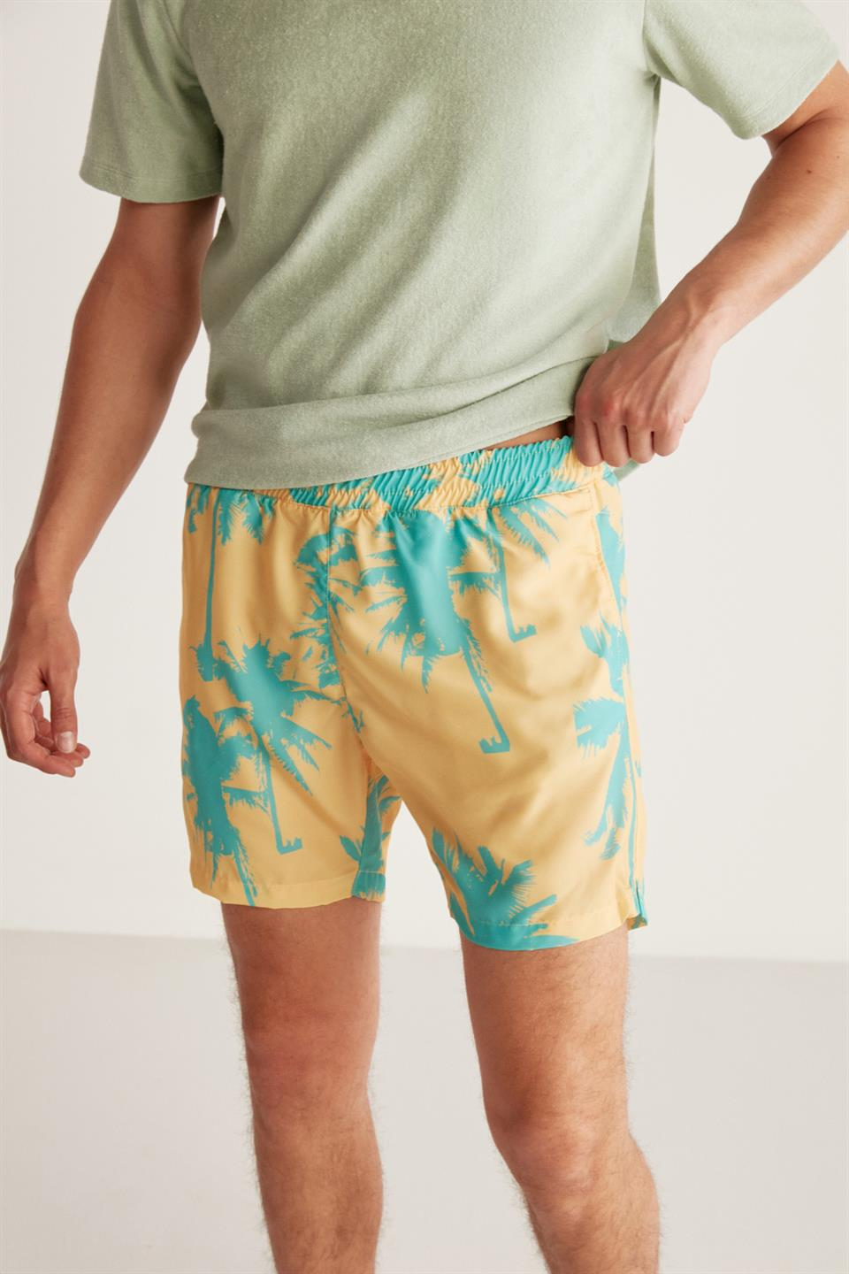 THİAGO Dokuma Regular Sarı  Deniz Şortu
