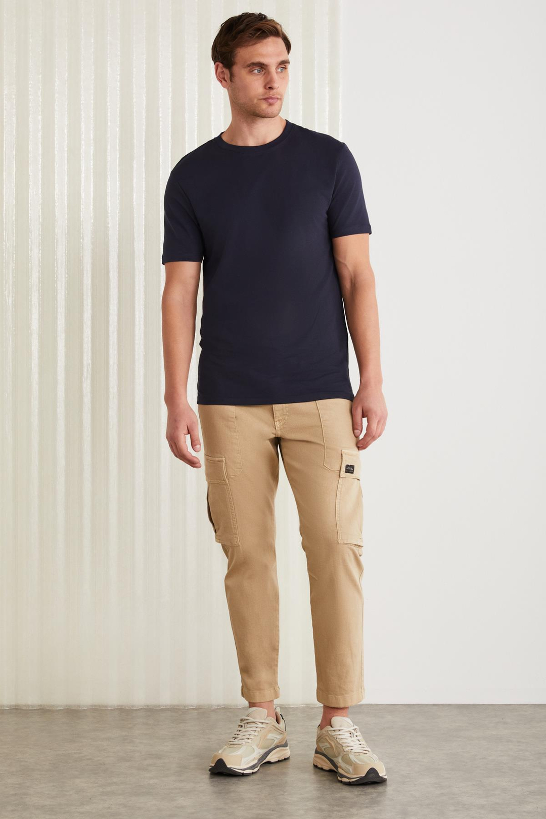 TIAGO  Slim Lacivert Tekli T-Shirt
