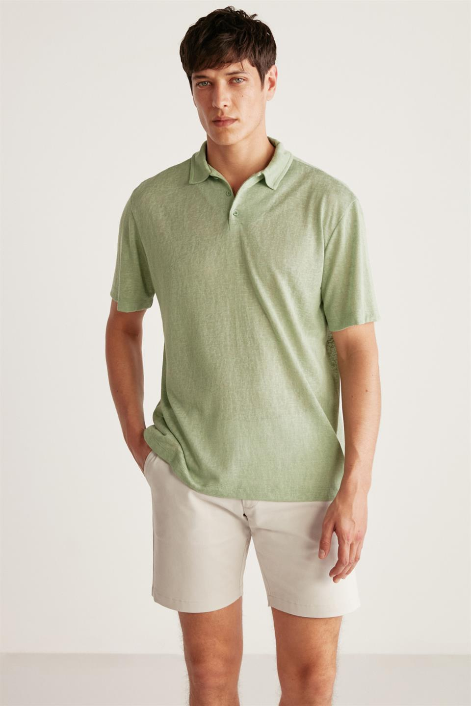 TOBY Örme Regular Yeşil Tekli Polo Yaka T-shirt