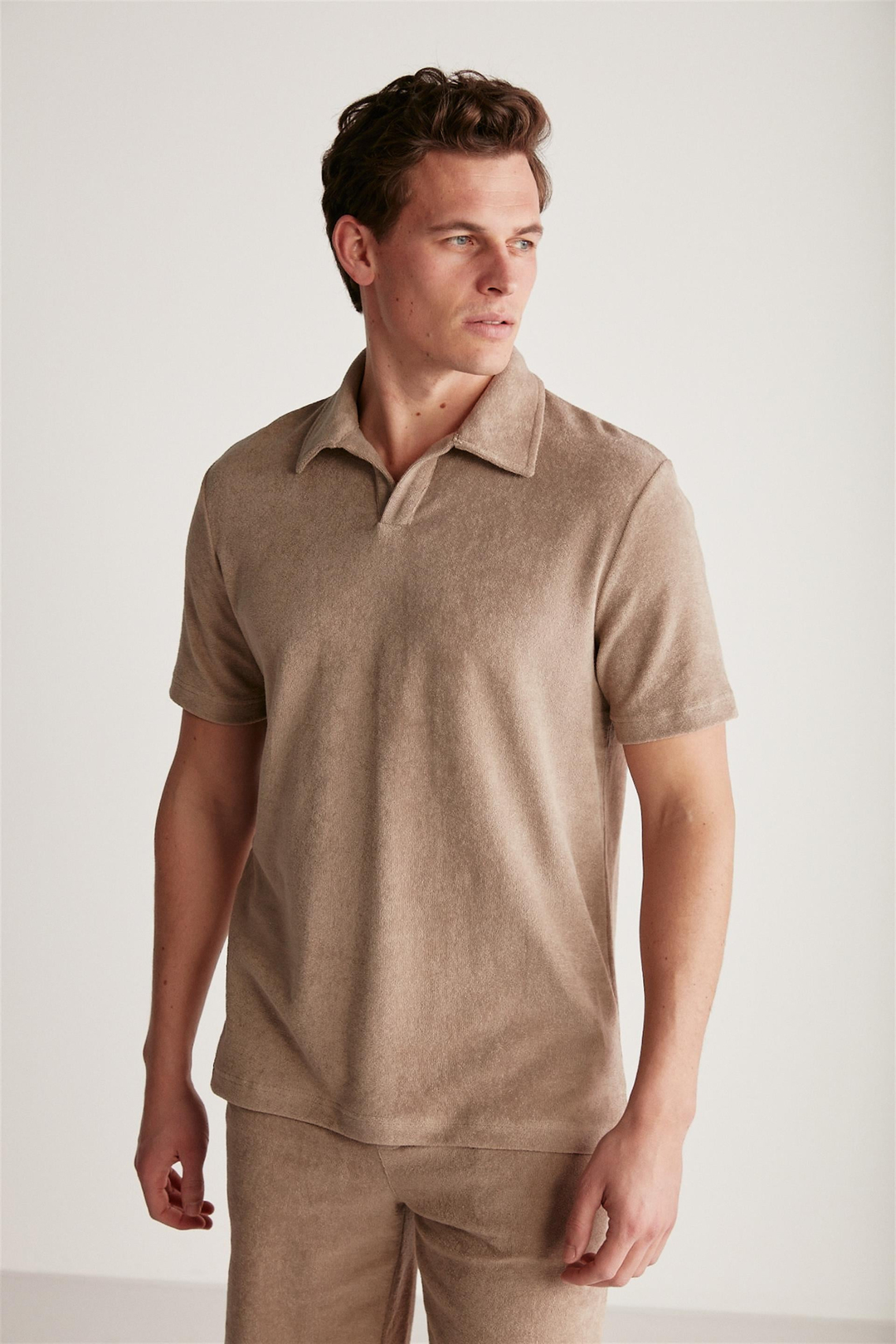 TODD Örme Regular Açık Kahverengi Karamel  Polo Yaka T-shirt