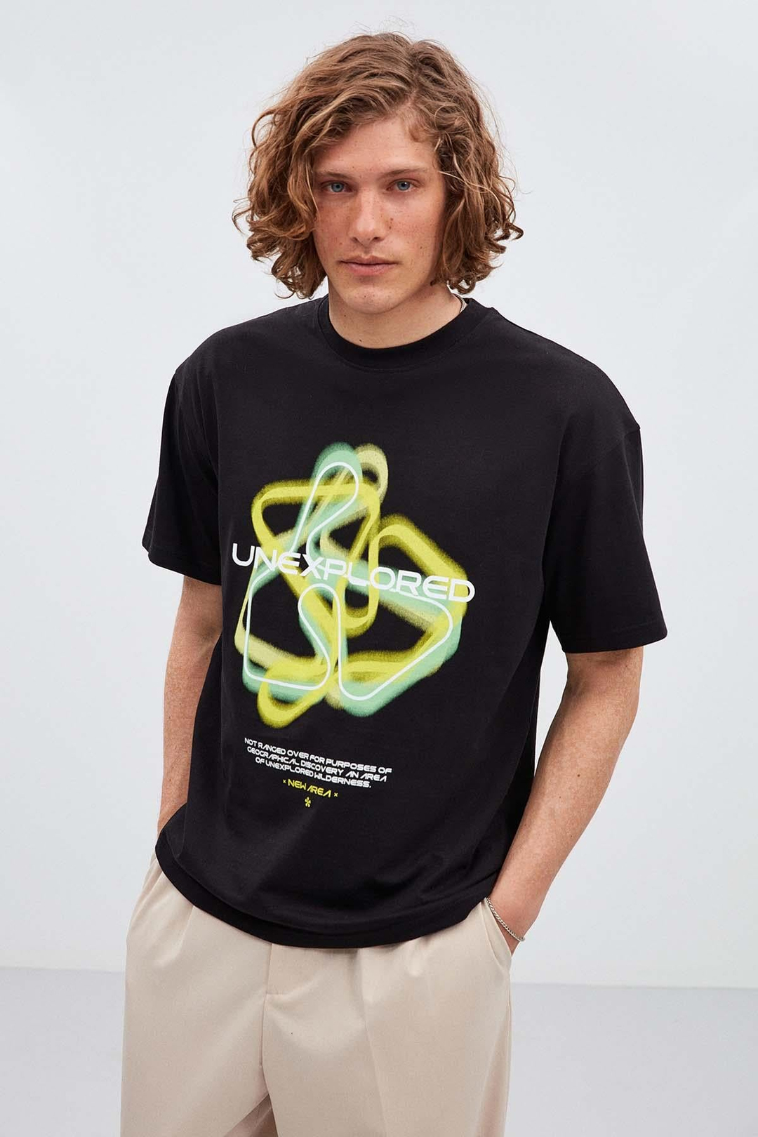 Unexplored Relaxed Oversize Siyah T-Shirt