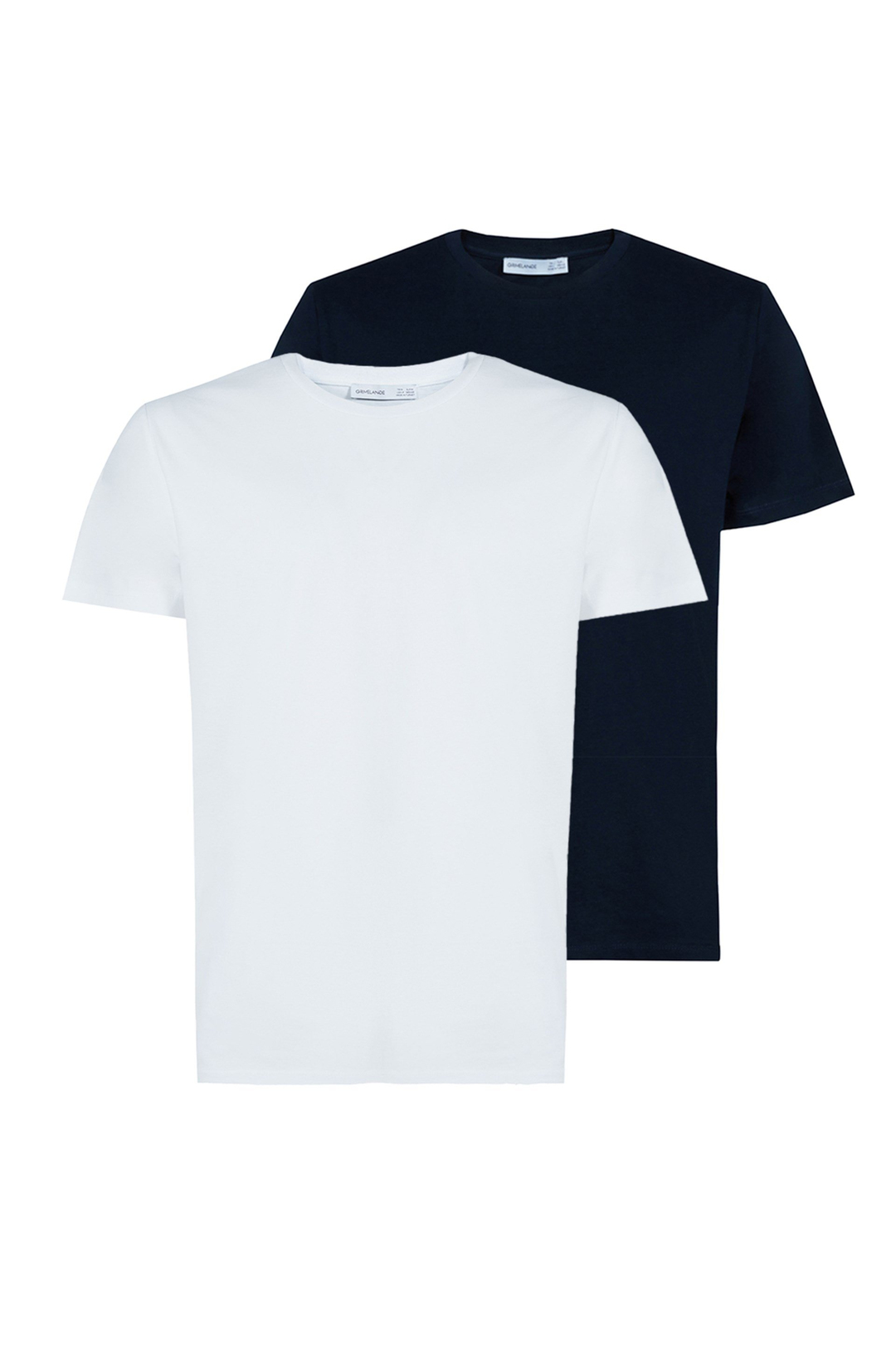UTAH Örme Dar - Slim Lacivert - Beyaz 2'lü T-Shirt