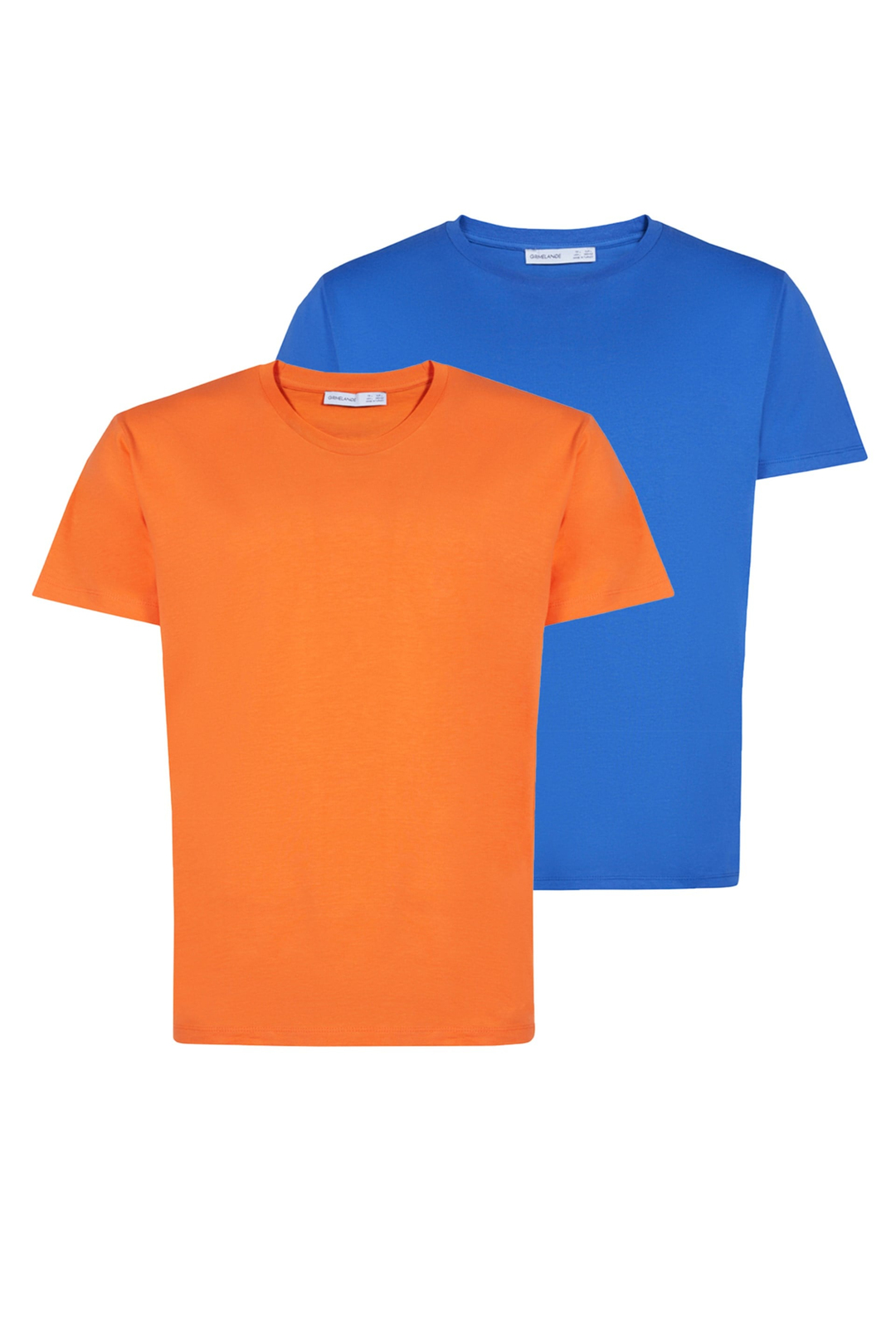 UTAH Örme Dar - Slim Mavi - Turuncu 2'lü T-Shirt