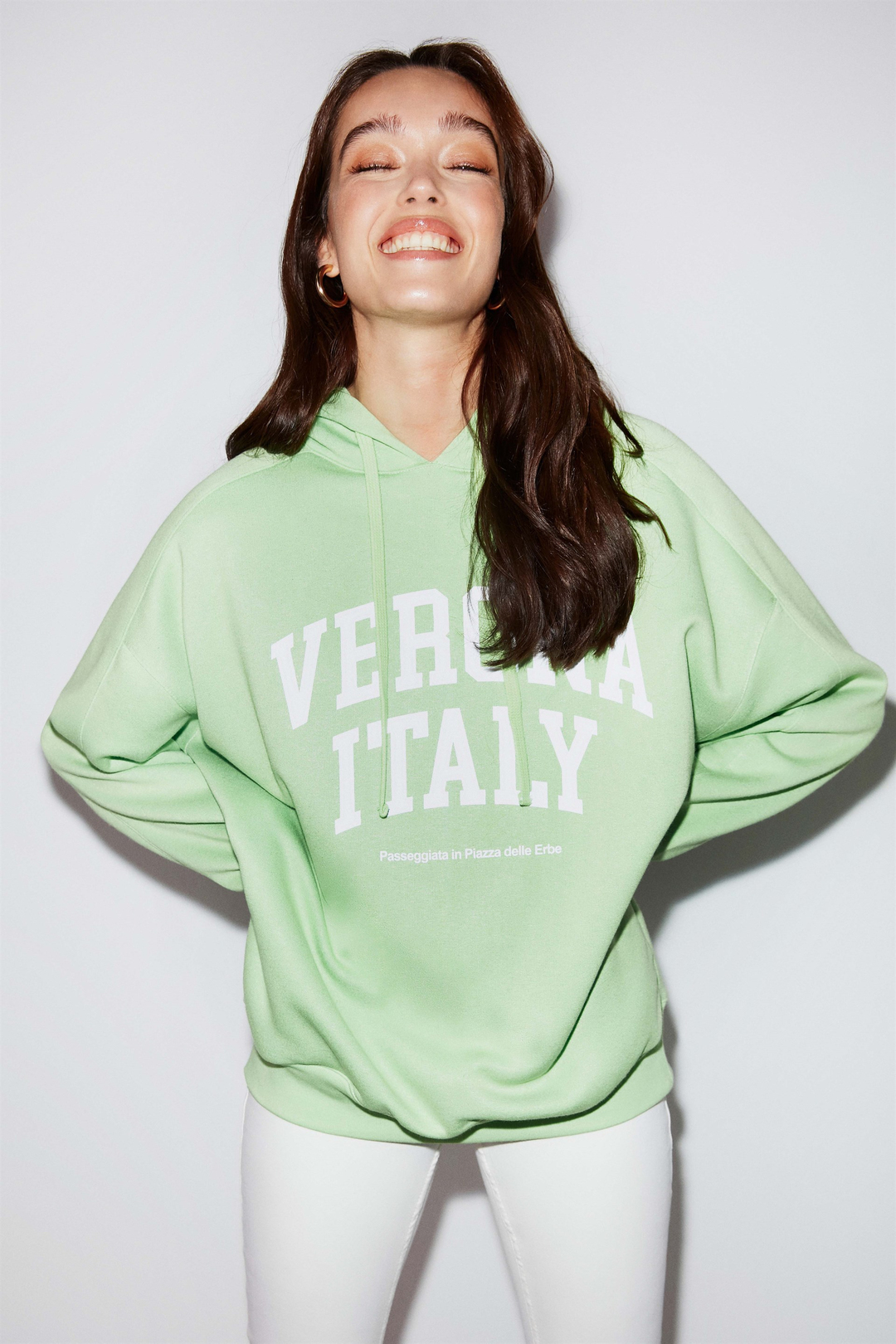 VERONA Örme Oversize Yeşil  Sweatshirt
