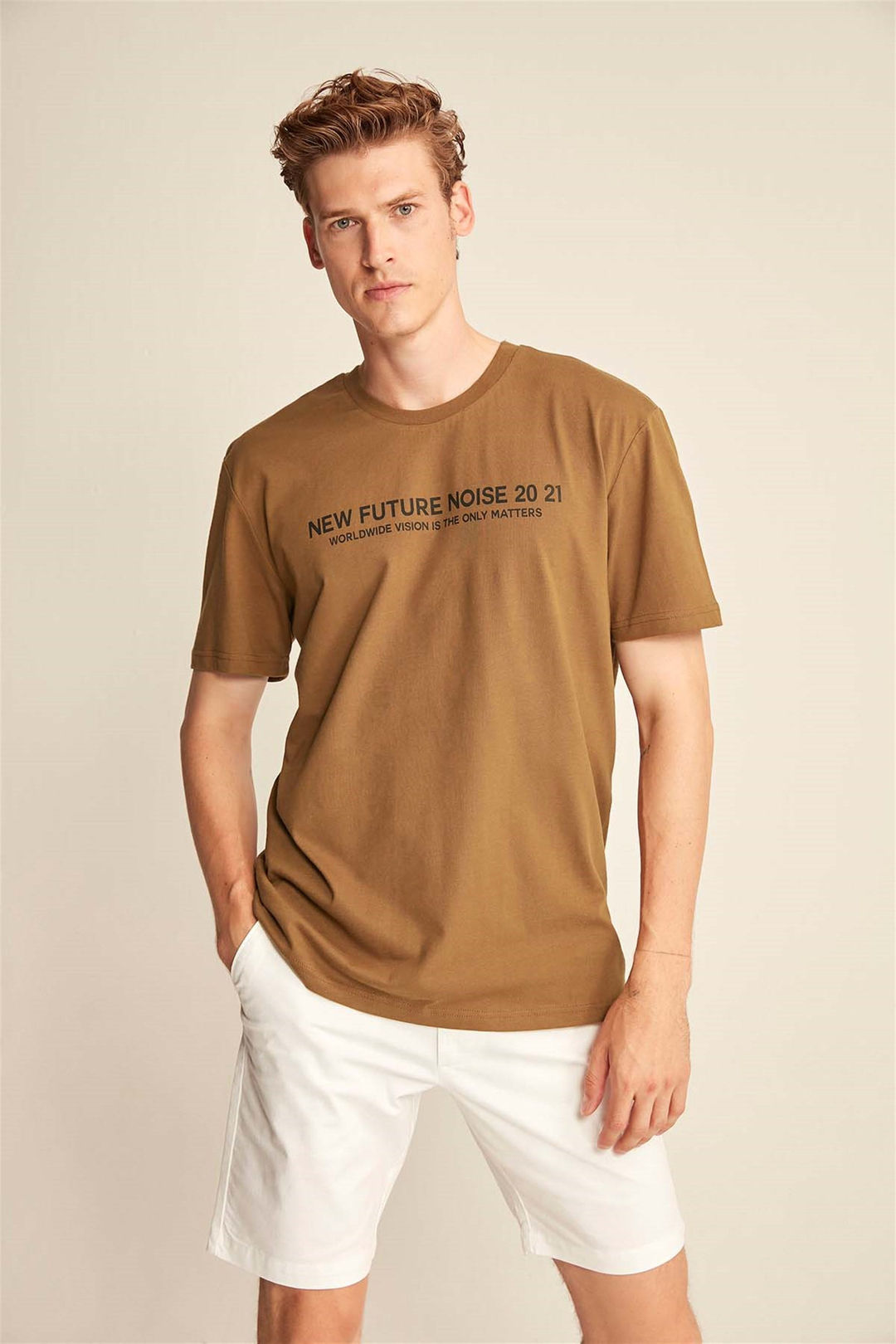 WESLEY Örme Oversize Kahverengi  T-Shirt