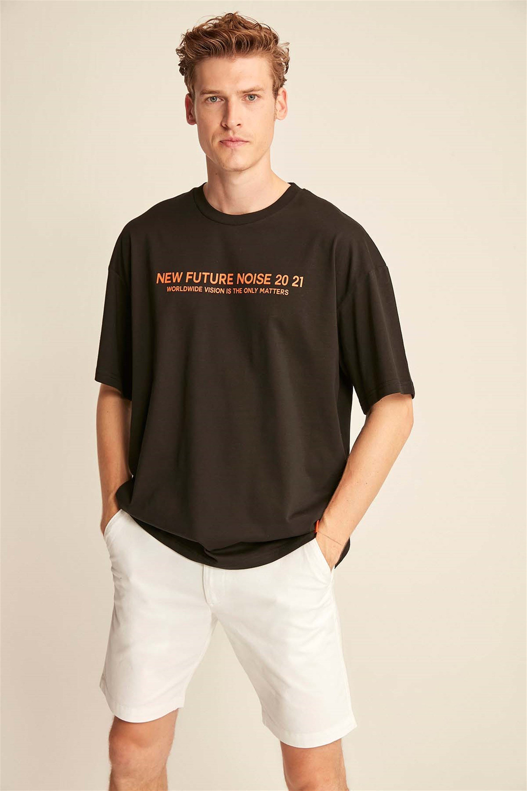 WESLEY Örme Oversize Siyah  T-Shirt