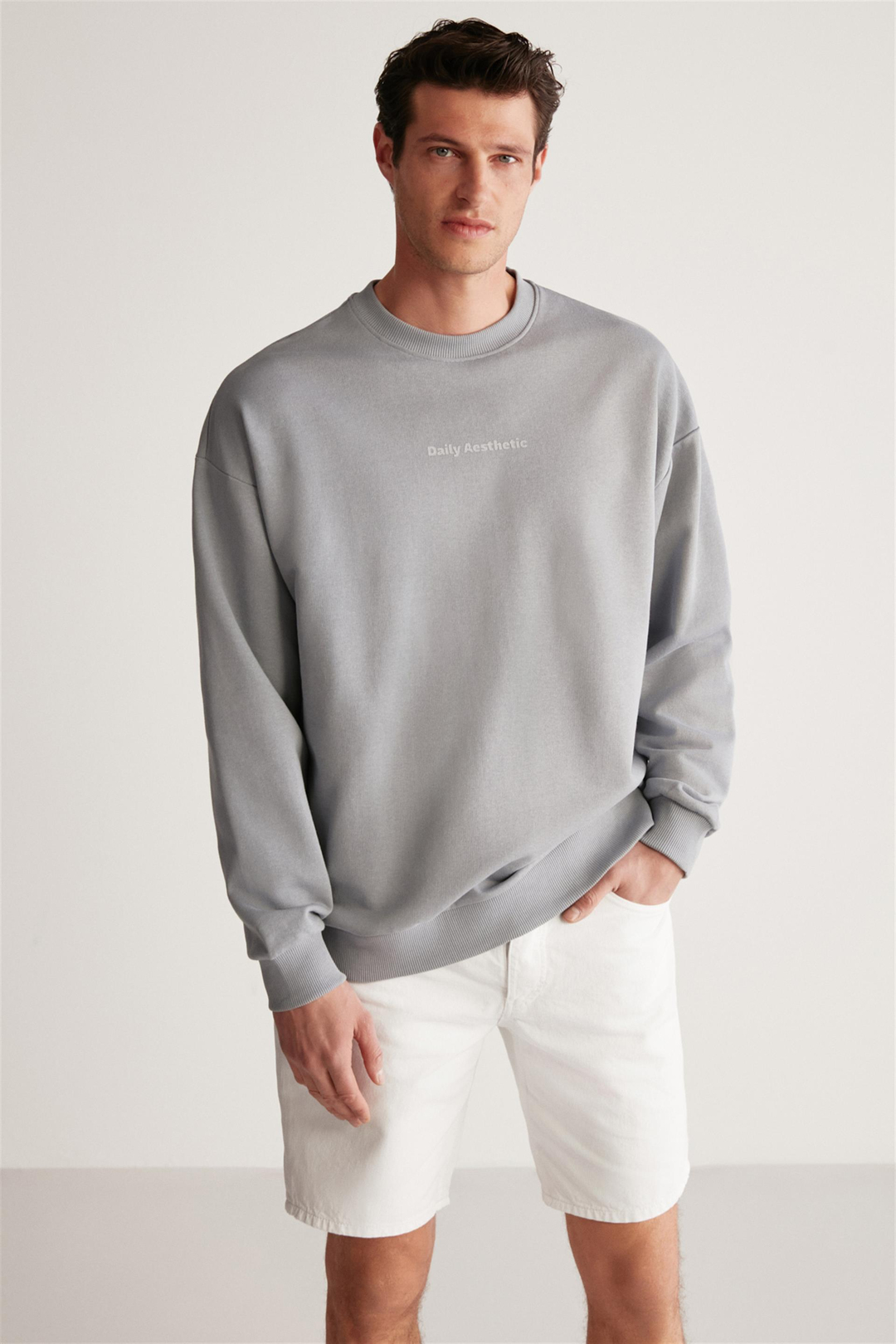 WILLIE Örme  Açık Gri Tekli Sweatshirt
