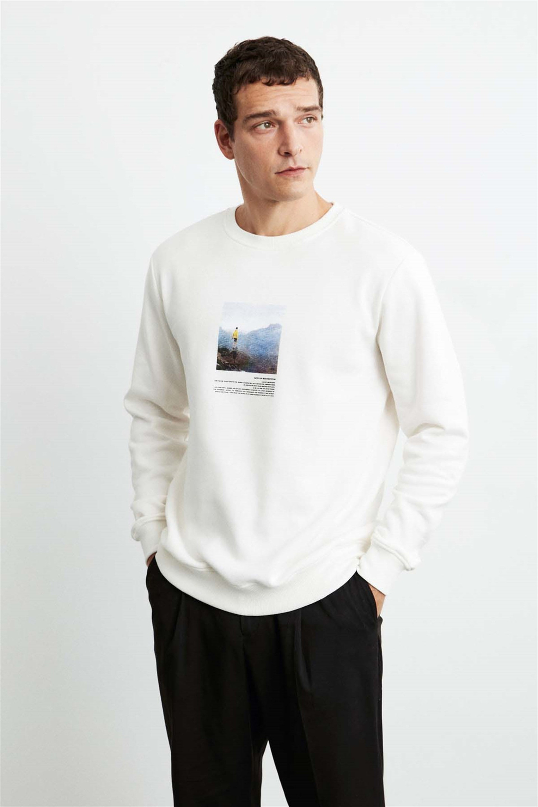WINSTON Örme Comfort Fit Ekru  Sweatshirt
