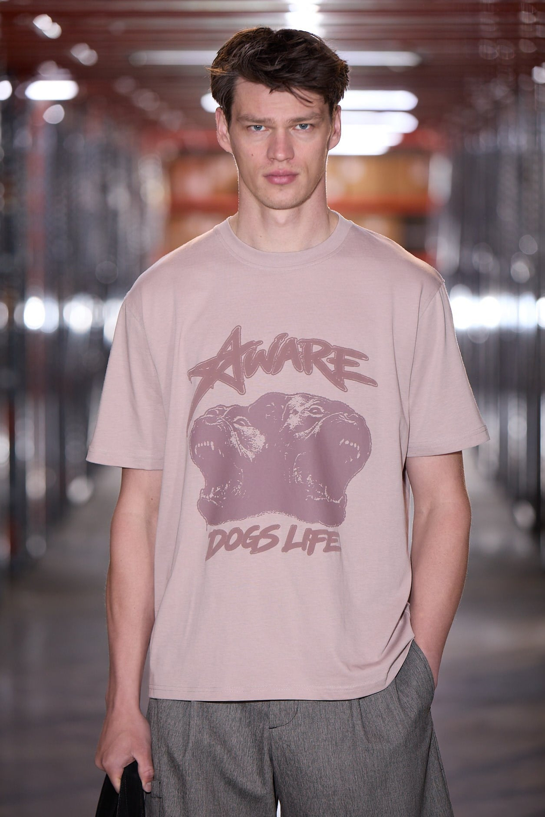 WONTON Erkek %100 Organik Pamuklu Baskı Detaylı Regular Fit Yuvarlak Yaka Gül Kurusu T-Shirt