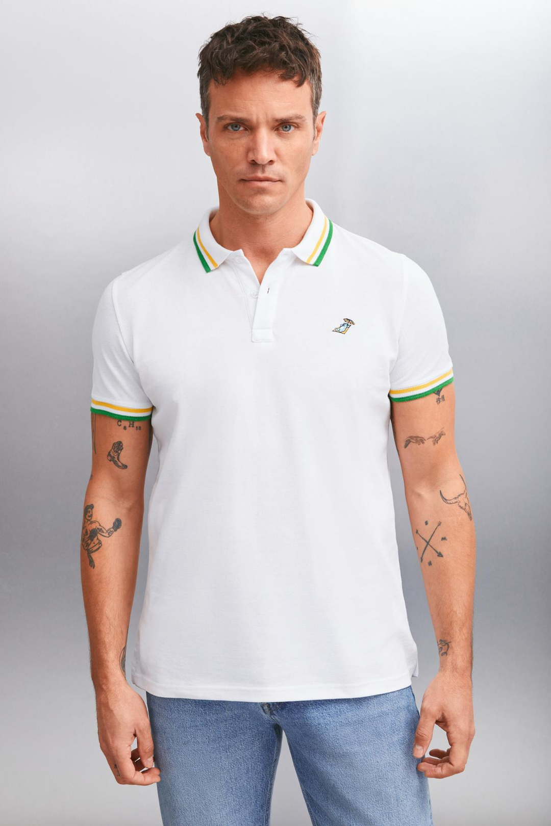 XANDER  Regular Beyaz Tekli Polo Yaka T-shirt
