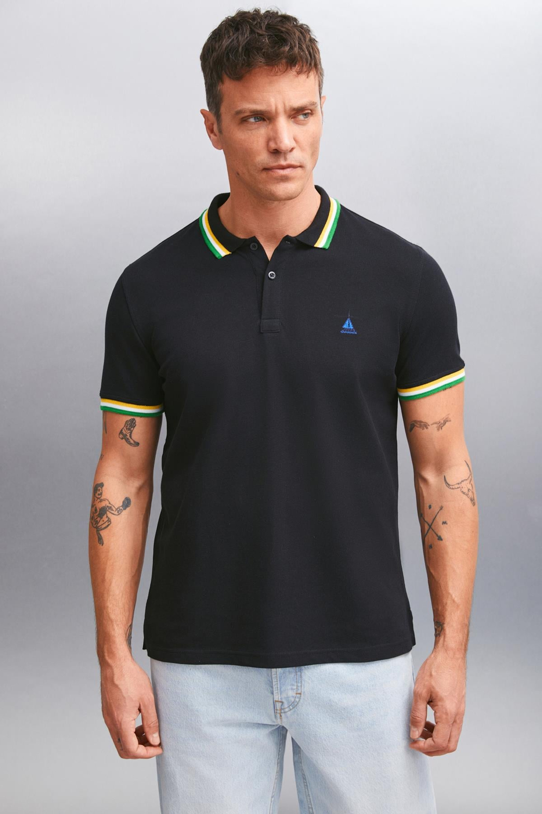 XANDER  Regular Siyah Tekli Polo Yaka T-shirt