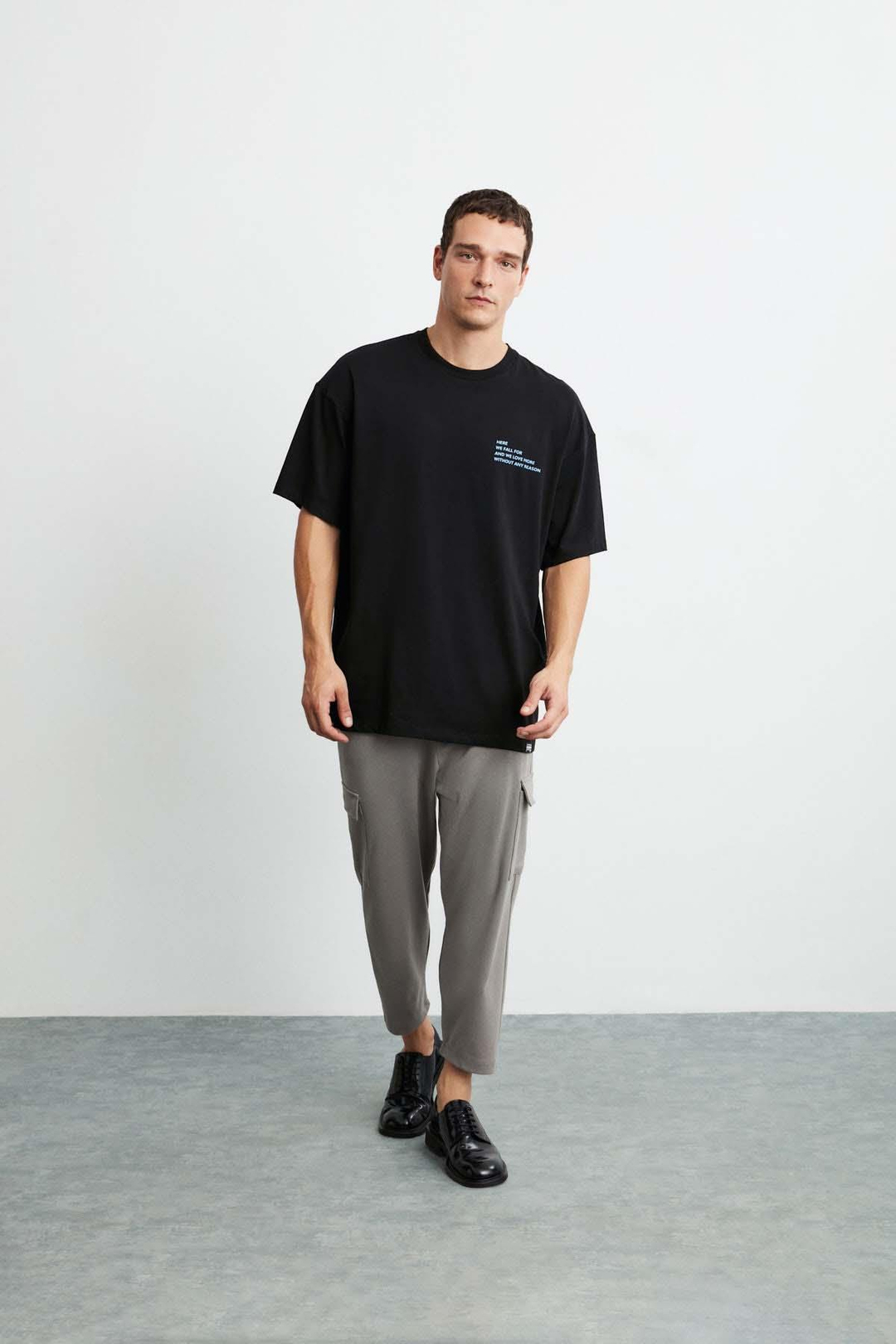 Zane Örme Oversize Siyah T-Shirt