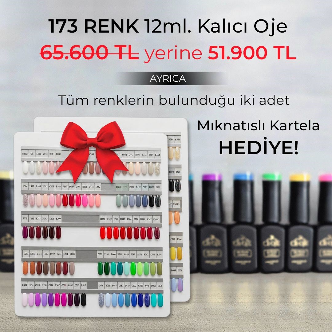 177 ADET 12 ML KALICI OJE SETİ (TÜM RENKLER) (ÇİFT MIKNATISLI KARTELA HEDİYE)